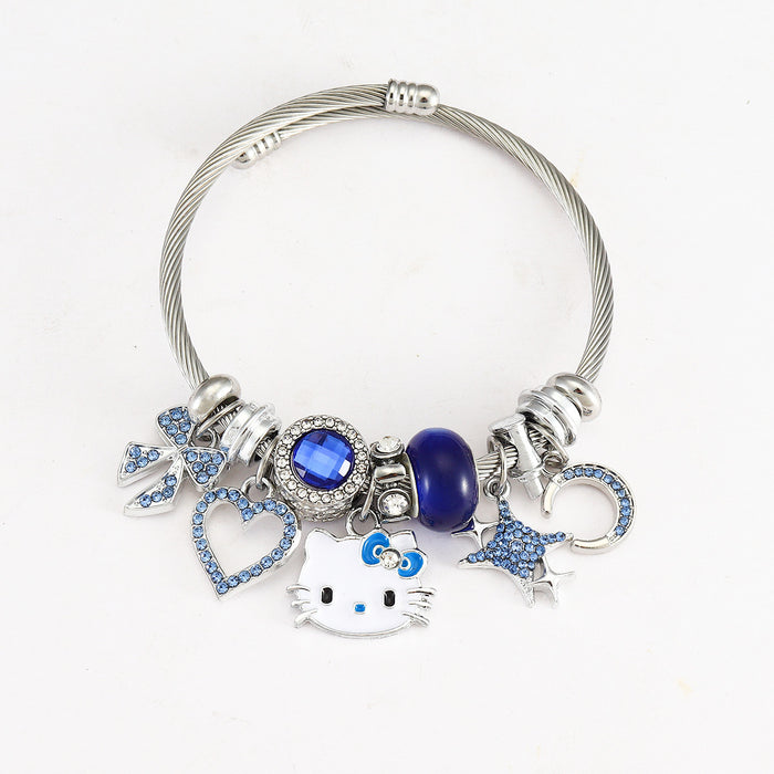 Wholesale Stainless Steel Bracelet KT Cat Pendant Cartoon Laurel Dog Pendant Sweet Cool Cute Hot Girl Sanrio Bracelet JDC-BT-Luman002