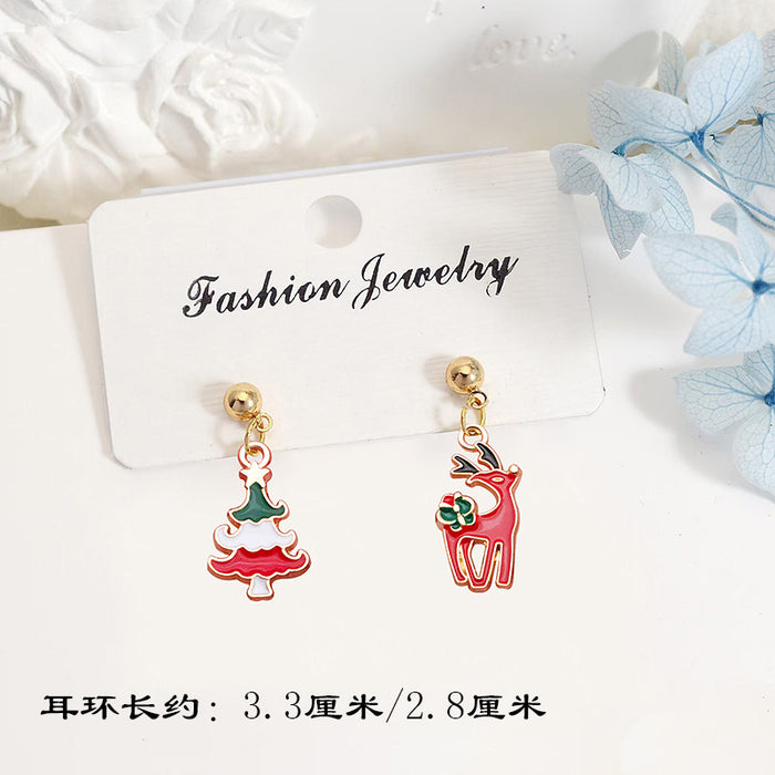Wholesale S925 Silver Post Christmas Earrings Santa Deer Snowflake Studs for Women Party Gift Fashion Accessory
