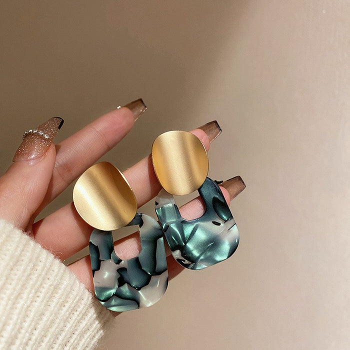 Wholesale Silver Acrylic Square Geometric Earrings High Sense Niche Personality Simple Earrings