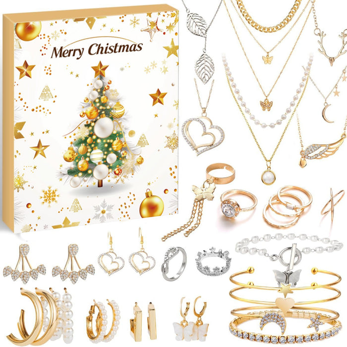 Wholesale Christmas DIY Bracelet Blind Box Gold 31 Grid Advent Calendar Jewelry Accessory Gift