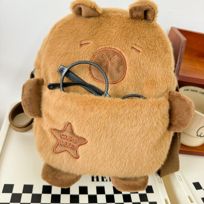 Wholesale Plush Mobile Phone Small Bag Women's Autumn and Winter Cartoon Capybara Crossbody Bag Durable Commuter Chest Bag