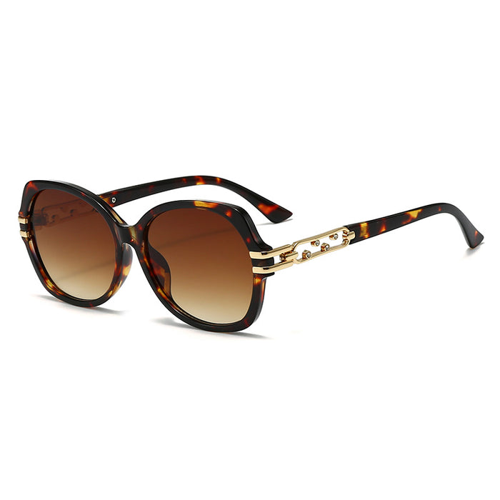 Wholesale Large frame metal sunglasses with diamond inlay, fashionable model sunscreen glasses, women's sunglasses