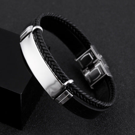 Wholesale Men's Vintage Titanium Steel Leather Bracelet JDC-BT-YuYuan001