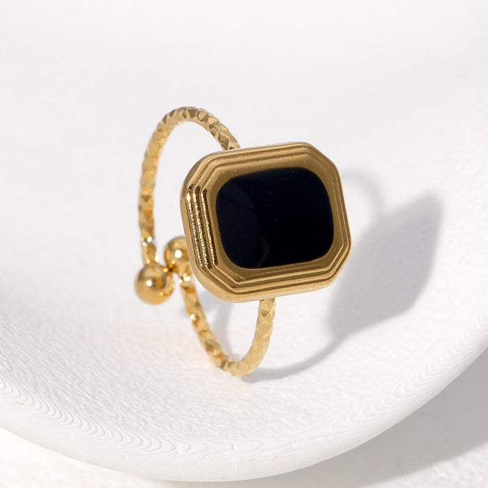 Wholesale Stainless steel fashionable square ring, simple and versatile, light luxury titanium steel jewelry