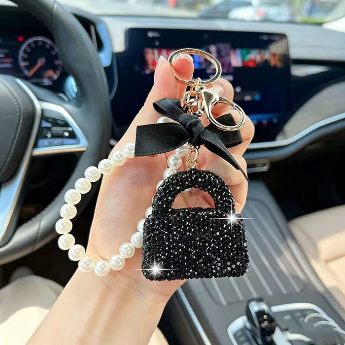 Wholesale Rhinestone Pearl Keychain Bag Charm Fashion Accessory Car Key Gift