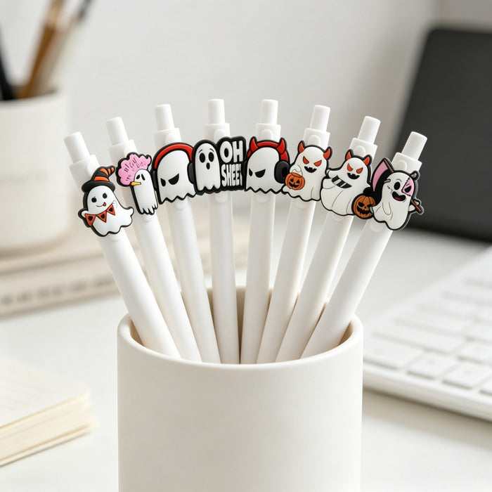 Wholesale  Ghost Polka Dot PVC Soft Gel Retractable Ballpoint Pen MOQ≥10