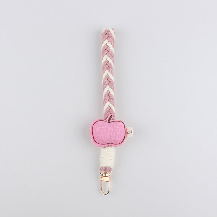 Wholesale Cartoon Fruit Cloth Woven Keychain Mobile Phone Lanyard Water Cup Portable Lanyard Bag Hanging