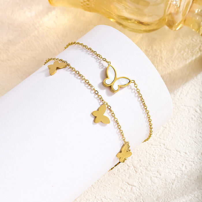 Wholesale Butterfly Titanium Steel Anklet