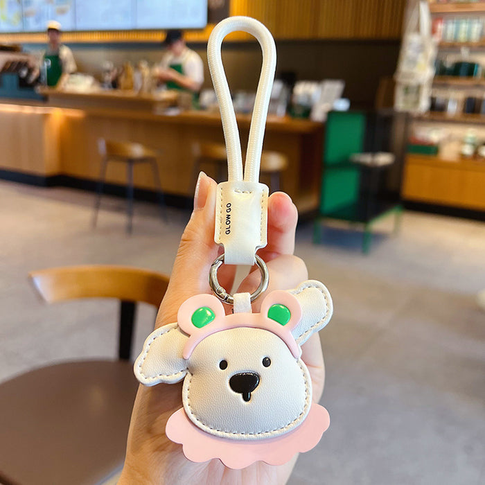 Wholesale PU Leather Dog Cartoon Keychain Pendant Car Keyring Accessory Boutique Gift