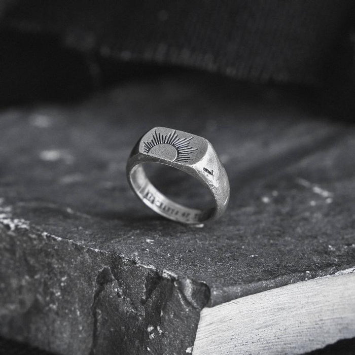 Wholesale Retro Ring Silver Men's Sunrise Sun Ring Making Old Ring
