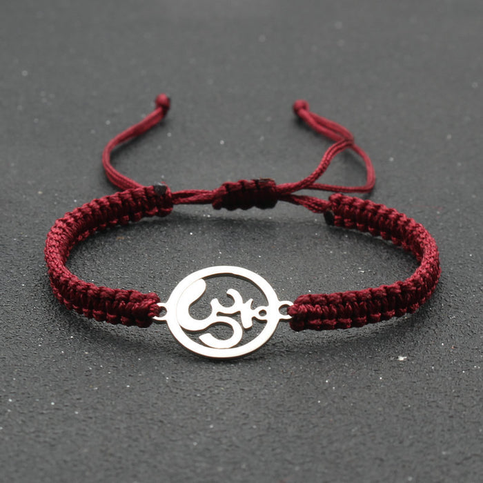 Wholesale  jewelry stainless steel round OM bracelet hand-woven adjustable hand rope