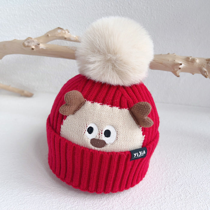 Wholesale Hat f two-piece set winter hat cute cartoon baby wool hat baby knit cross f