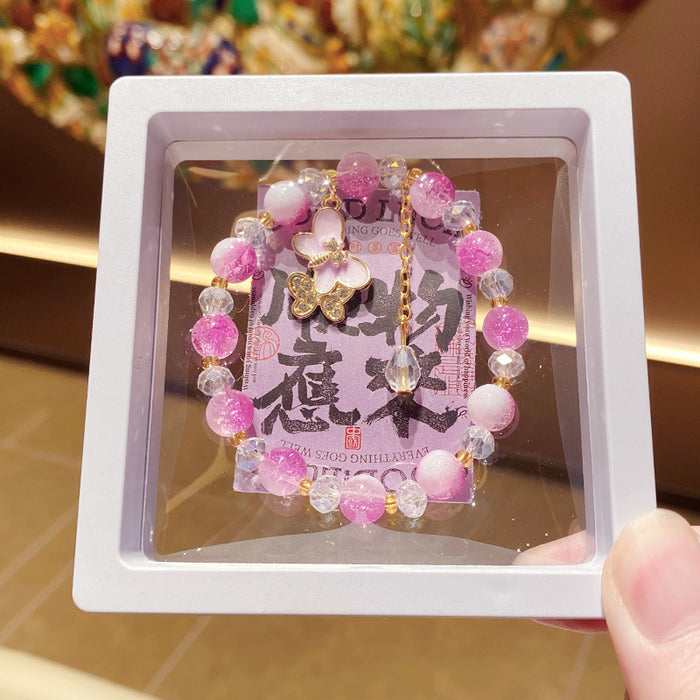 Wholesale Purple Floral Butterfly Bowknot Bracelet for Little Girls MOQ≥3