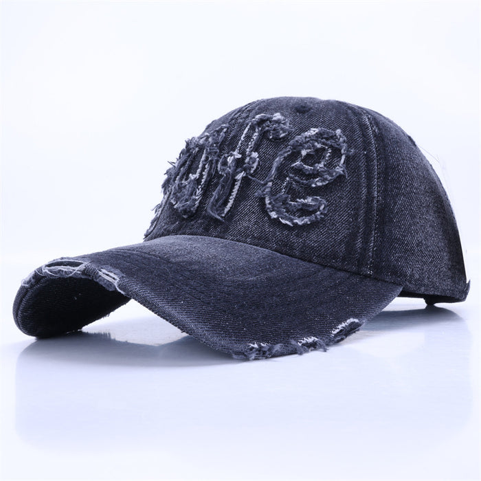 Wholesale Big Head Cowboy Baseball Hat Retro Broken Hole Sunshade Hat Duck Tongue Hat