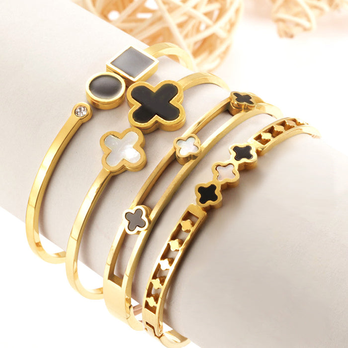 Wholesale Clover Stainless Steel Open Bracelet JDC-BT-mif008