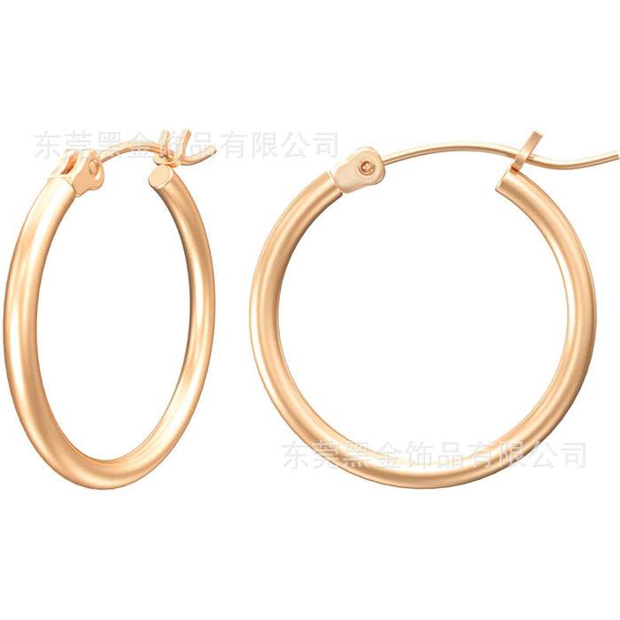 Wholesale Stainless Steel Large Round Wire Earrings JDC-ES-HeiJ001