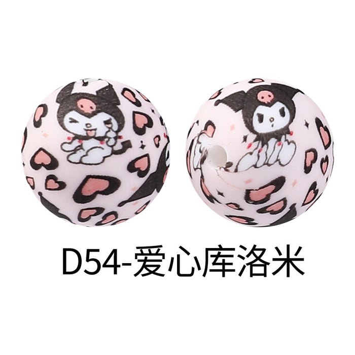 Wholesale Random 100pcs Children' s DIY jewelry water transfer silicone beads straight hole bracelet printing beads