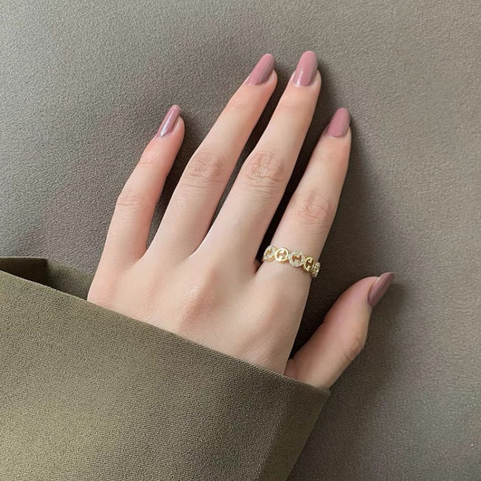 Wholesale Circle zircon adjustable ring Women's exquisite ring bracelet