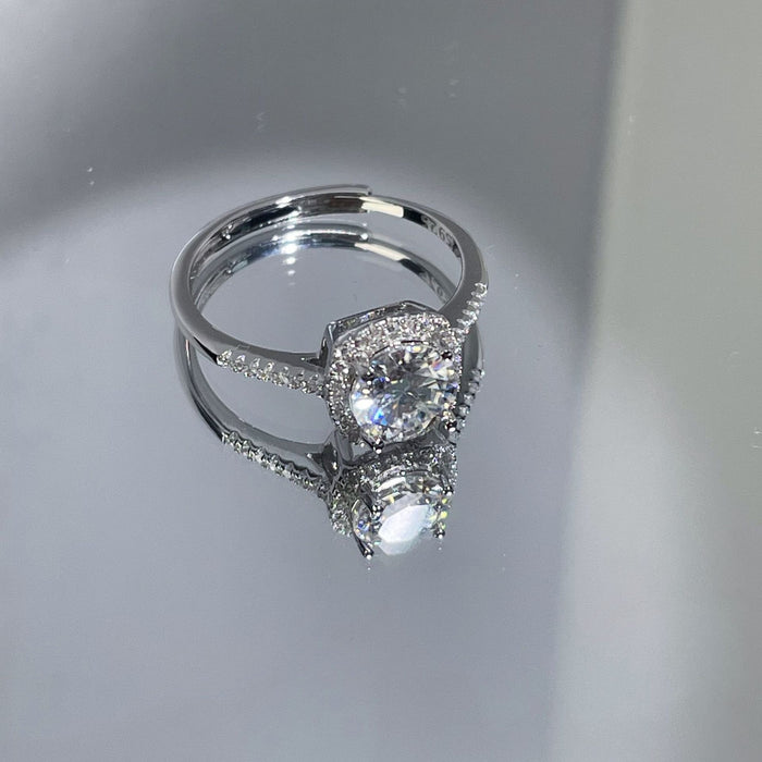 Wholesale 925 Silver Moissanite Ring Adjustable Open Design Stylish Jewelry Accessory