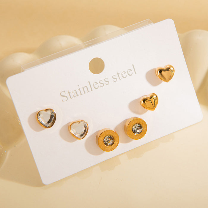 Wholesale Stainless Steel Pearl Heart Flower Earrings Set