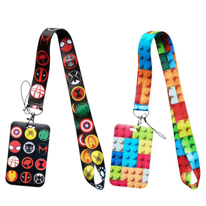 Wholesale Creative Cartoon Heat Transfer ABS Hard Card Case With Polyester Lanyard For Campus Bus Work And Meal Cards