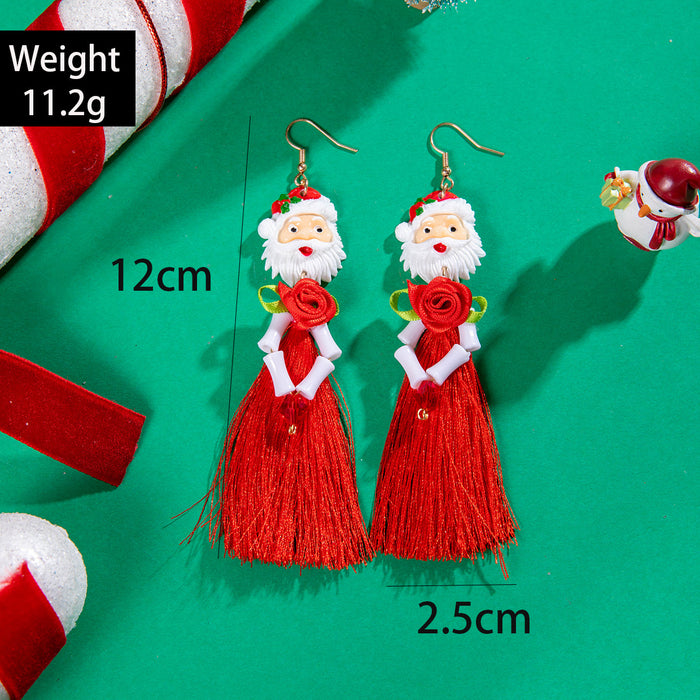 Wholesale Tassel Drop Earrings Christmas Flower Bead Jewelry Fashion Accessory Gift MOQ≥2