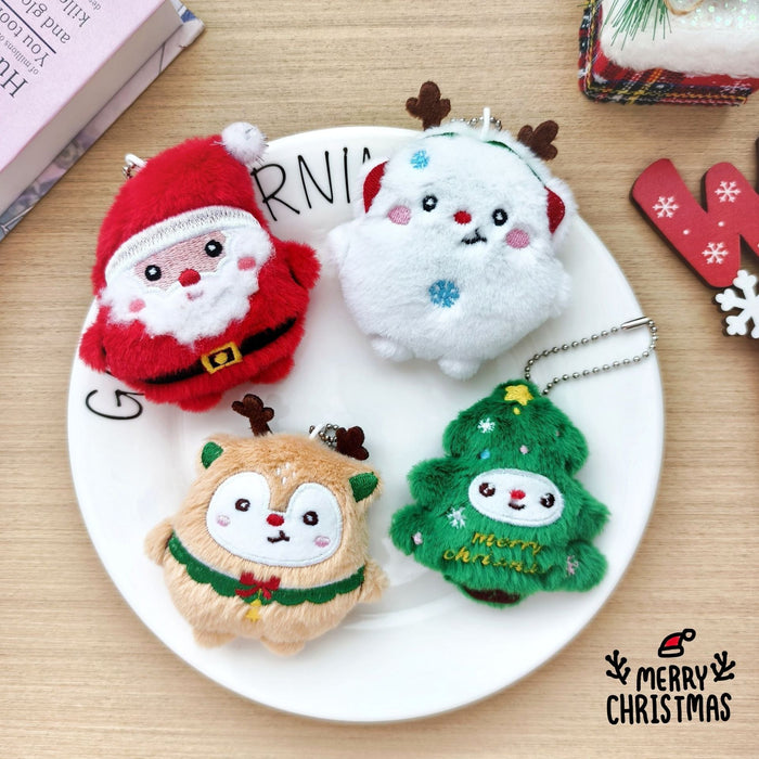 Wholesale Christmas Plush Brooch Cute Bag Charm Keychain Pendant for Party Gift Boutique MOQ≥3