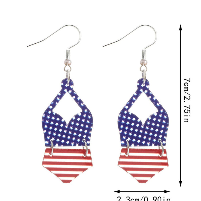 Wholesale Bikini Shape Striped Earrings US Independence Day Earrings Women Earrings