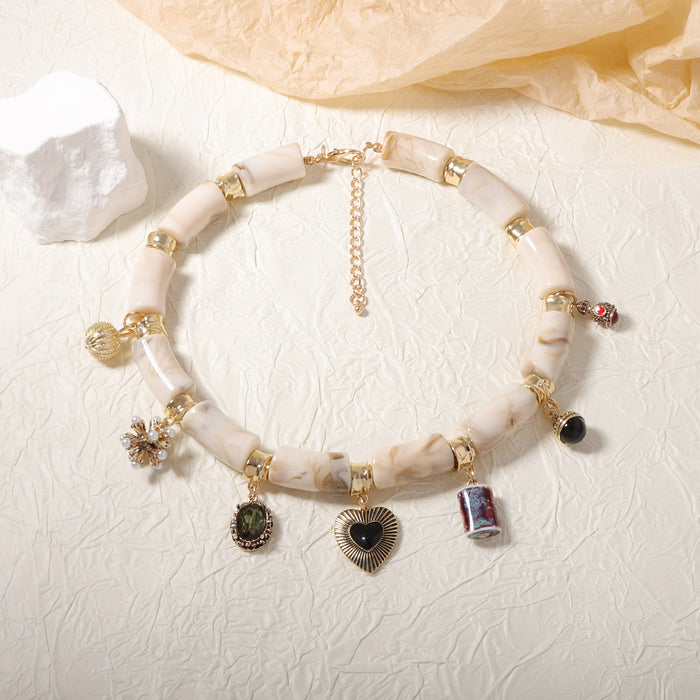 Wholesale alloy pendant resin bamboo necklace exaggerated niche all-match