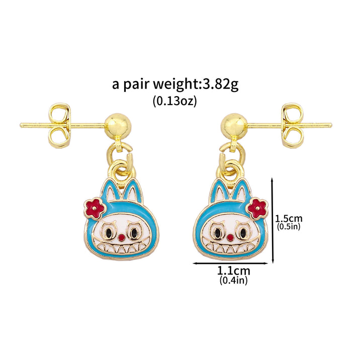 Wholesale Necklace Earrings  Cartoon Cute Metal Enamel Set Pendant Ear Pin Holiday Gift