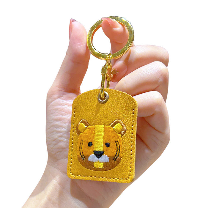 Wholesale Embroidery Cartoon Cute Animal Leather Keychain JDC-KC-WWX007