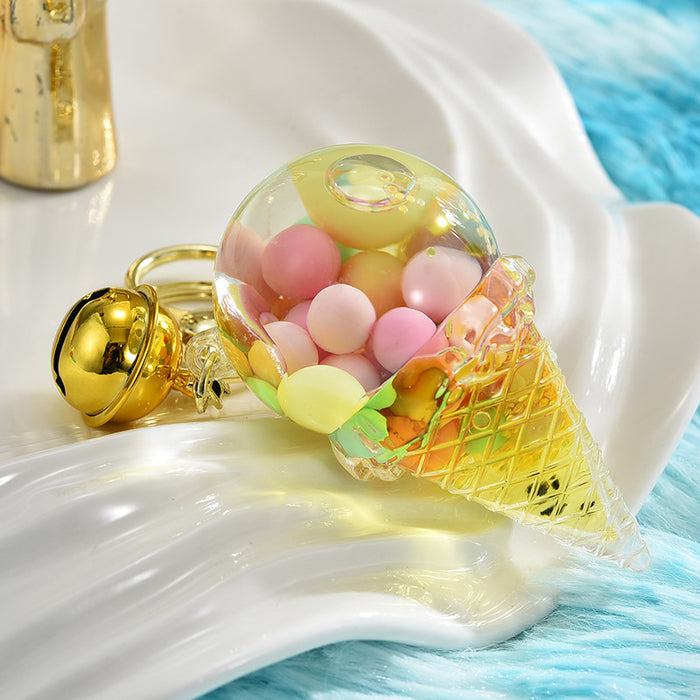 Wholesale Acrylic Oil-filled Ice Cream Beads Cartoon Keychain JDC-KC-ShuangD016