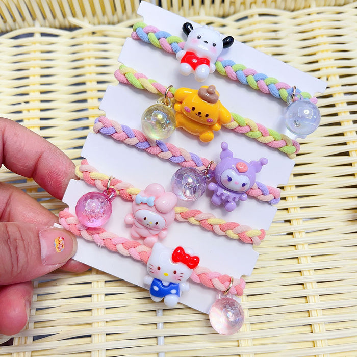 Wholesale 10PCS Children's Cartoon Luminous Bear Woven Hanging Beads Plastic Hair Rope JDC-HS-Yuwei002