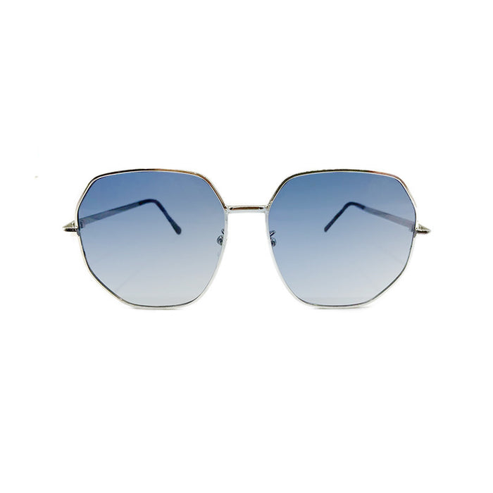Wholesale Transparent Blue sunglasses polygonal metal driving sunglasses