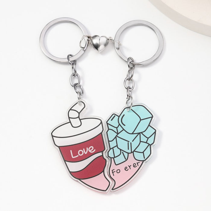 Wholesale Acrylic Love Magnet Keychain JDC-KC-RongRui073