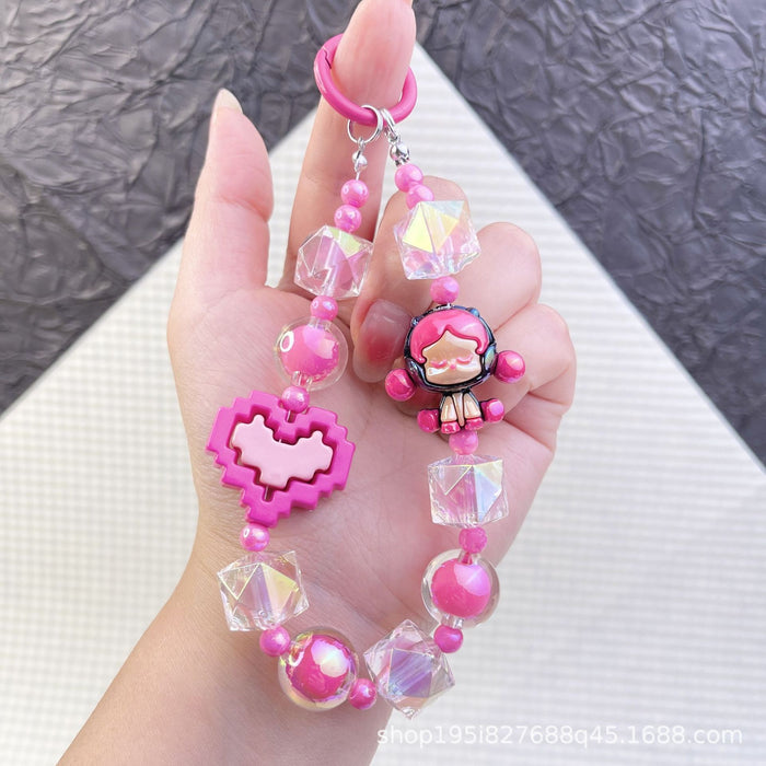 Wholesale Pixel style love bag accessories pendant mobile phone chain pendant beaded pendant