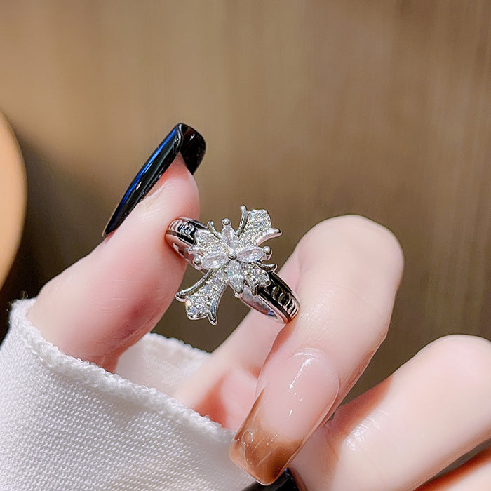 Wholesale Cross zircon grid open ring, personalized, fashionable, irregular, high-end ring
