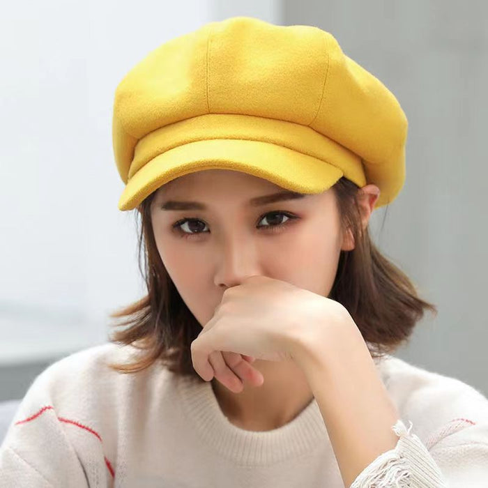 Wholesale Hat women's autumn and winter all-match octagonal hat woolen winter fashion beret