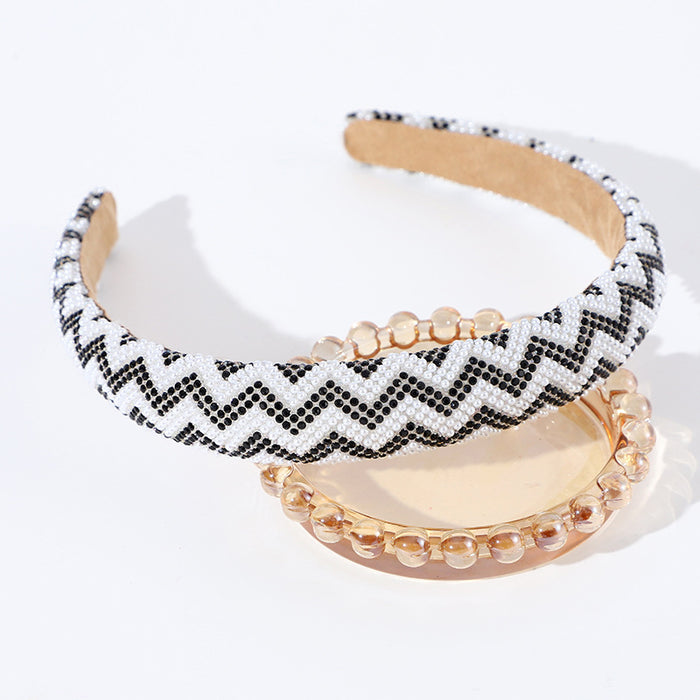 Wholesale Sexy water ripple full diamond pearl headband all-match hair accessories retro headdress
