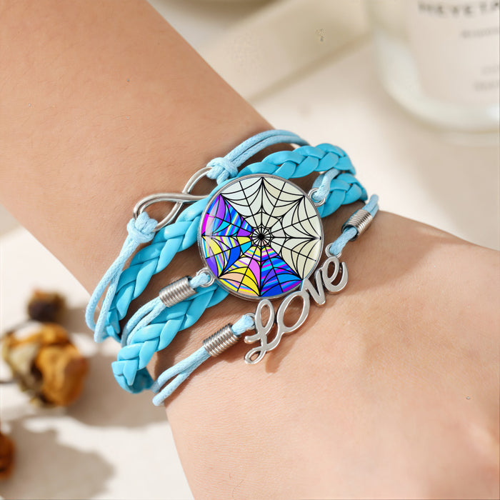 Wholesale Leather multi-layered blue woven jewelry bracelet