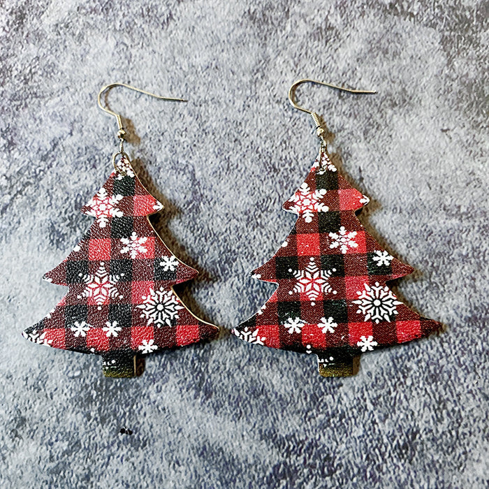 Wholesale Christmas earrings leather Christmas Tree Holiday earrings