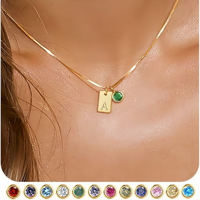 Wholesale New genuine gold plated versatile 26 letter square pendant necklace for commuting and simple accessories