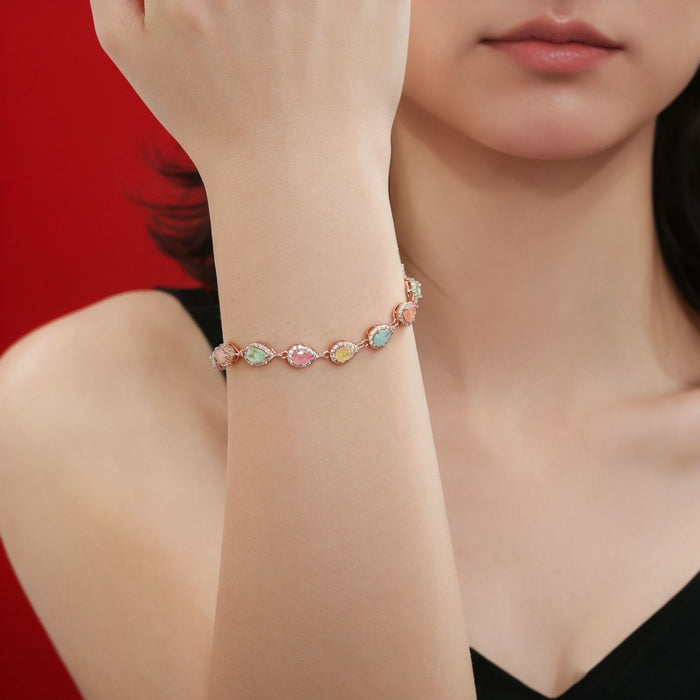 Wholesale Copper Alloy Electroplated Water Drop Zircon Macaron Bracelet Chic Women S Jewelry Party Gift Resale