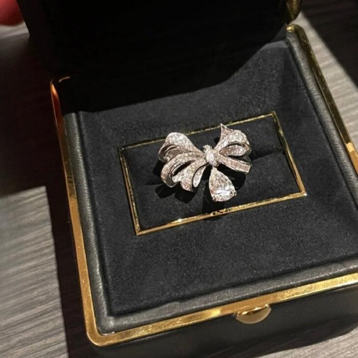 Wholesale Bow Water Drop Ring for Women Niche Design Open Ring