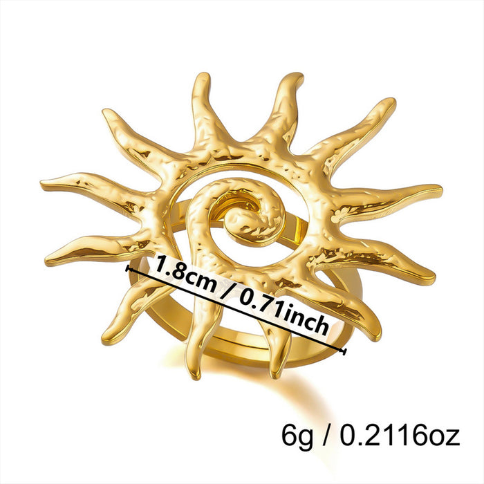 Wholesale Flower Sun Spiral Stainless Steel Open Ring Chic Fashion Jewelry Accessory