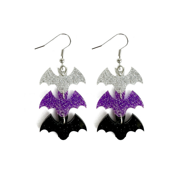 Wholesale  dark wind bat acrylic earrings three-color ing horror holiday earrings