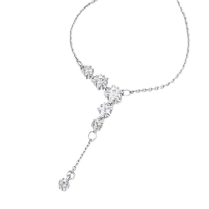 Wholesale Titanium steel necklace with starry sky, exquisite zircon tassel pendant, light luxury and versatile collarbone chain