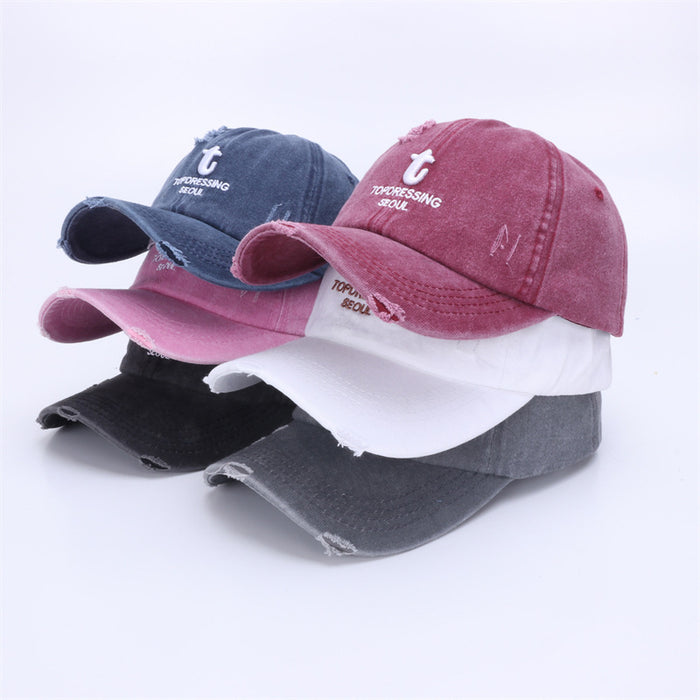 Wholesale New baseball cap, personalized, perforated, vintage sun hat, embroidered duckbill cap for spring and summer