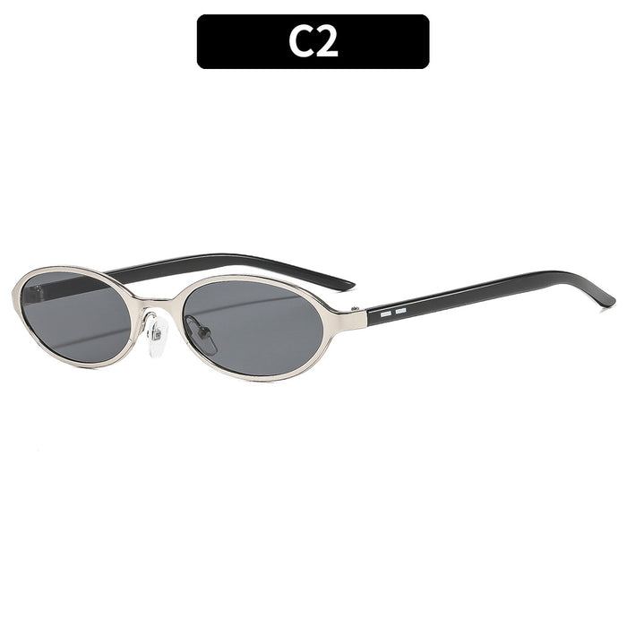 Wholesale Trendy Retro Oval Metal Sunglasses with Gold Frame and Gray Lenses Fashion Accessory