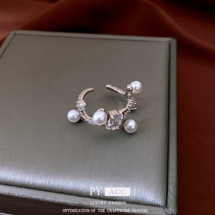 Wholesale Zircon Pearl Open Ring Simple Fashion Handpiece Wholesale